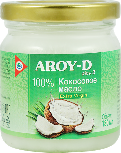 Масло кокосовое AROY-D Extra Virgin, 180мл, вид