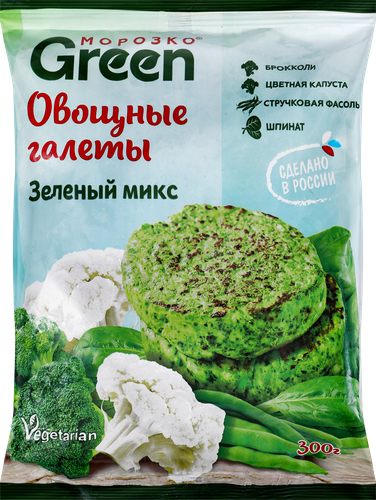 Овощные галеты МОРОЗКО GREEN Зеленый микс, 300г, детальное фото