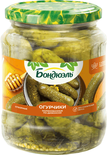 Огурчики маринованные БОНДЮЭЛЬ По-дижонски, с медом и семенами горчицы, 720мл, картинка