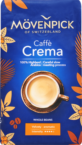 Кофе зерновой MOVENPICK of Switzerland Cafe Crema натуральный, свежая обжарка, 500г, крупный план
