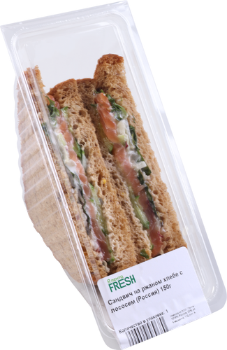 Сэндвич на ржаном хлебе с лососем ЛЕНТА FRESH, 150г, фотография