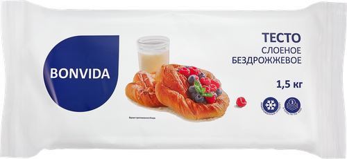 Тесто бездрожжевое BONVIDA слоеное, 1500г, крупный план