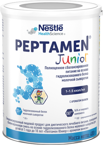 Смесь PEPTAMEN Junior с ароматом ванили, с 1 года до 10 лет, 400г, фотография