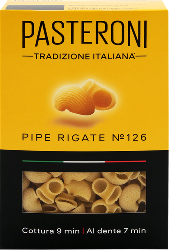 Макароны PASTERONI Pipe Rigate №126 группа А высший сорт, 400г, картинка