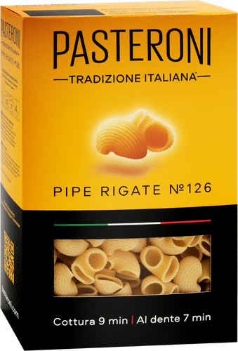 Макароны PASTERONI Pipe Rigate №126 группа А высший сорт, 400г, детальное фото