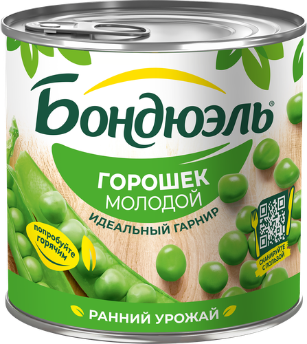 Горошек зеленый БОНДЮЭЛЬ молодой, 425мл, детальное фото