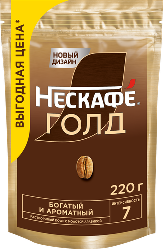 Кофе растворимый НЕСКАФЕ Голд, 220г, изображение