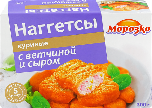 Наггетсы куриные МОРОЗКО с ветчиной и сыром, 300г, фотография