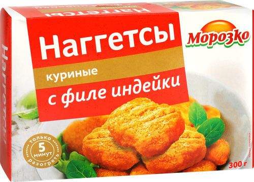 Наггетсы куриные МОРОЗКО с филе индейки, 300г, вид