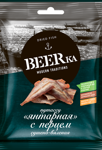 Рыбка сушеная BEERKA Янтарная с перцем, филе, 40г, крупный план