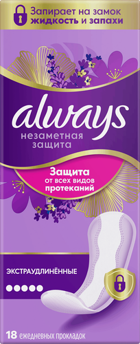 Прокладки ежедневные ALWAYS Незаметная защита Экстраудлиненные, ароматизированные, 18шт, картинка