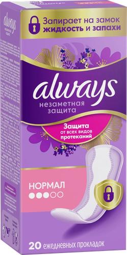 Прокладки ежедневные ALWAYS Незаметная защита Нормал, ароматизированные, 20шт, фотография