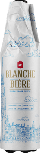 Напиток пивной BLANCHE BIERE Пшеничное Белое нефильтрованный 4,8%, 1л