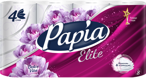 Бумага туалетная PAPIA Deluxe Dolce Vita 4-слоя, ароматизированная, 8шт, детальное фото