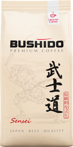 Кофе молотый BUSHIDO Sensei, 227г, крупный план