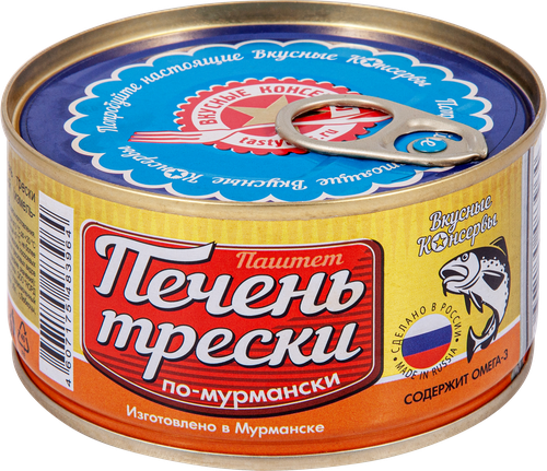 Печень трески ВКУСНЫЕ КОНСЕРВЫ По-мурмански, 185г, изображение