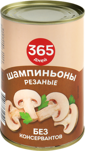 Шампиньоны консервированные 365 ДНЕЙ резаные, 425мл, фотография