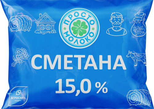 Сметана ПРОСТО МОЛОКО 15%, без змж, 220г, фото