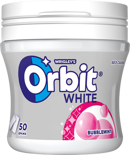 Жевательная резинка ORBIT Белоснежный, банка, 68г, вид