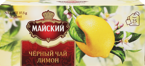 Чай черный МАЙСКИЙ с ароматом лимона байховый, 25пак, фотография