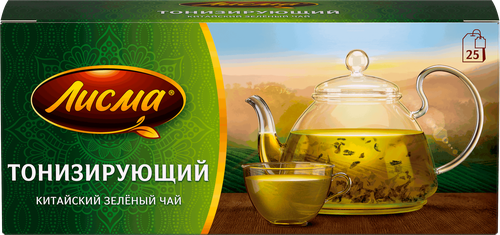 Чай зеленый ЛИСМА Тонизирующий Китайский байховый, 25пак, фотография