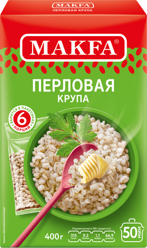 Крупа MAKFA Перловая в пакетиках, 400г, изображение