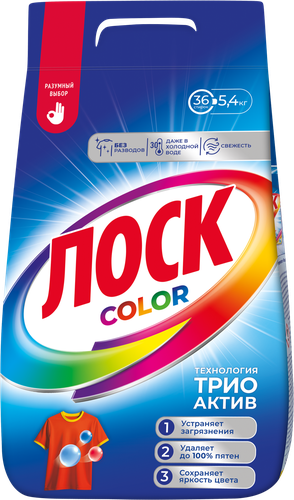 Стиральный порошок для цветного белья ЛОСК Color, 5,4кг, вид