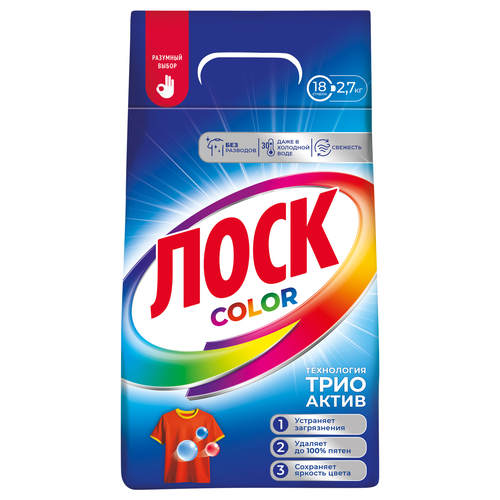 Стиральный порошок для цветного белья ЛОСК Color, 2,7кг, вид