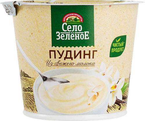 Пудинг СЕЛО ЗЕЛЕНОЕ Ваниль 3%, без змж, 120г, крупный план