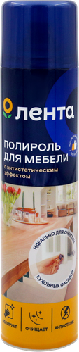 Полироль для мебели ЛЕНТА Анти-пыль, с антистатическим эффектом, 300мл, крупный план