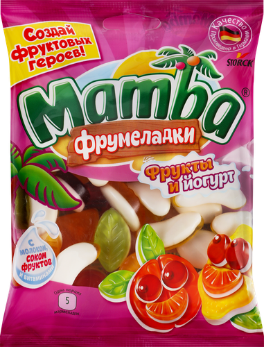 Мармелад жевательный MAMBA Фрумеладки Фрукты и йогурт, 140г, фото