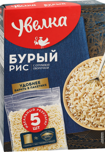 Рис бурый УВЕЛКА в пакетиках, 5х80г, изображение