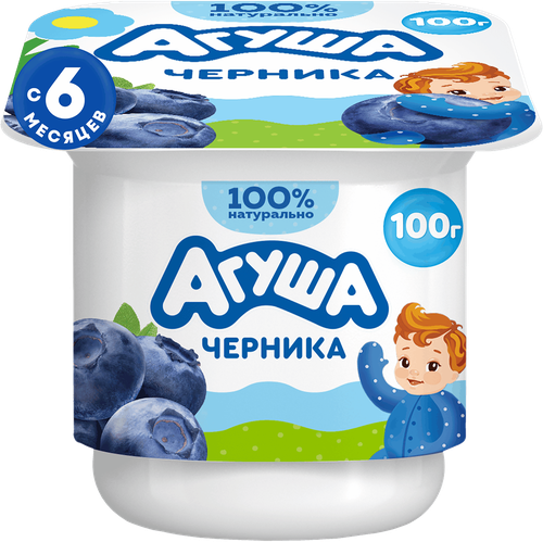 Творог детский АГУША фруктовый Черника 3,9%, с 6 месяцев, без змж, 100г, вид