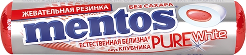 Жевательная резинка MENTOS Pure white со вкусом клубники, 15,5г, фото