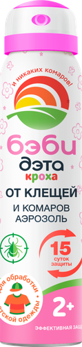Аэрозоль-репеллент от клещей и комаров детский ДЭТА Бэби, 100мл, вид