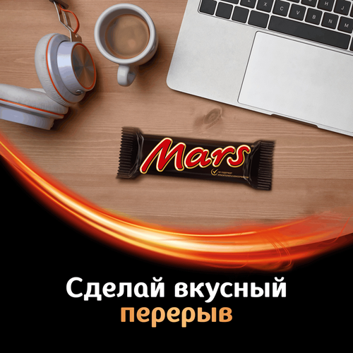 Батончик шоколадный MARS с нугой и карамелью, 50г, крупный план