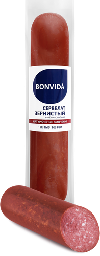 Колбаса варено-копченая BONVIDA Сервелат Зернистый, весовая, картинка