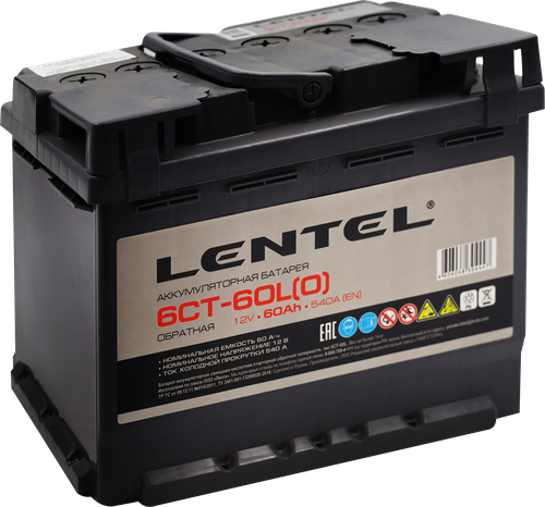 Аккумуляторная батарея LENTEL 6СТ-60R+ обратная, изображение