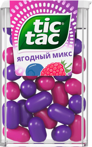 Драже TIC TAC Ягодный микс (малина, голубика), 16г, крупный план