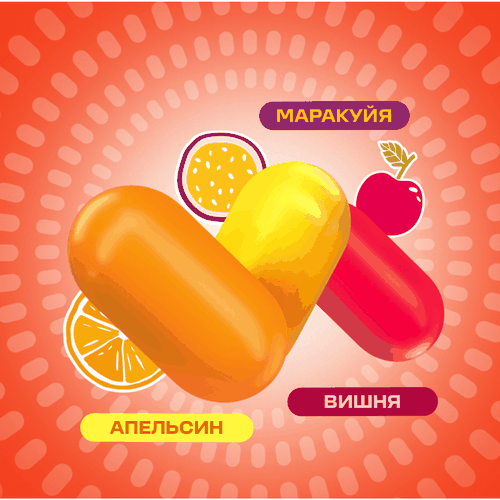 Драже TIC TAC Фруктовый микс (вишня, апельсин, маракуйя), 16г, крупный план