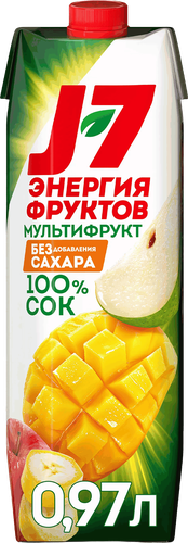 Сок J7 Мультифруктовый с мякотью, без сахара, 0.97л, фотография