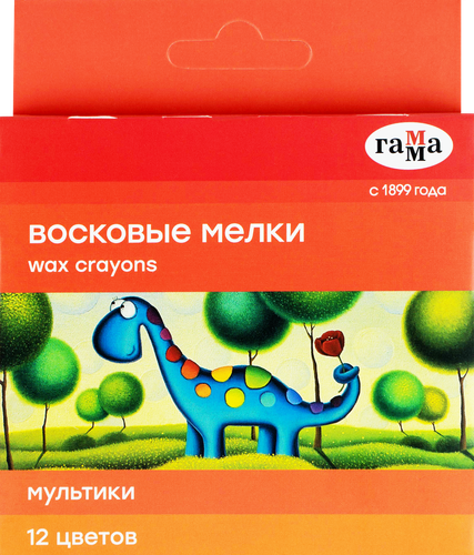 Мелки восковые ГАММА Мультики 12 цветов круглые Арт. 2131018_01_29, картинка