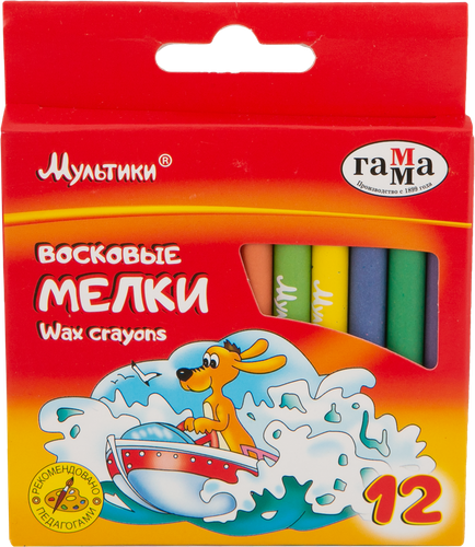 Мелки восковые ГАММА Мультики 12 цветов круглые Арт. 2131018_01_29, вид