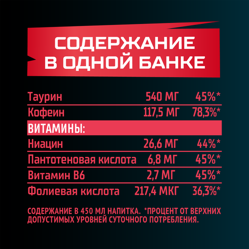 Напиток энергетический ФЛЭШ АП Energy Ягодный микс с кофеином и таурином газированный, 0.45л, детальное фото