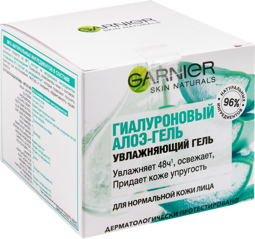 Крем-гель дневной для лица GARNIER Skin Naturals Гиалуроновый Алоэ-гель, для нормальной и смешанной кожи, 50мл, крупный план