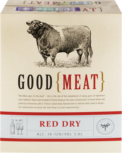 Вино GOOD MEAT ординарное красное сухое, 3л, изображение