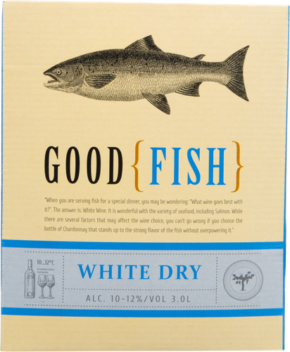 Вино GOOD FISH ординарное белое сухое, 3л, изображение