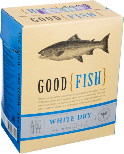 Вино GOOD FISH ординарное белое сухое, 3л, картинка