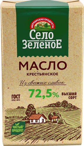 Масло сливочное СЕЛО ЗЕЛЕНОЕ 72,5%, без змж, 175г, фото