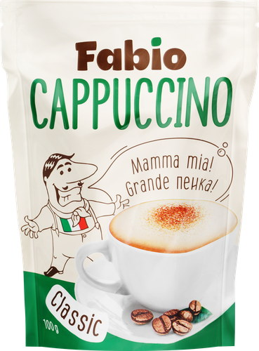 Напиток кофейный растворимый FABIO Cappuccino Сlassic, 100г, картинка